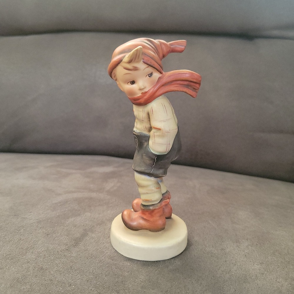 Goebel Hummel MARCH WIND Vintage Figurine 1980s Porcelain Boy Scarf
